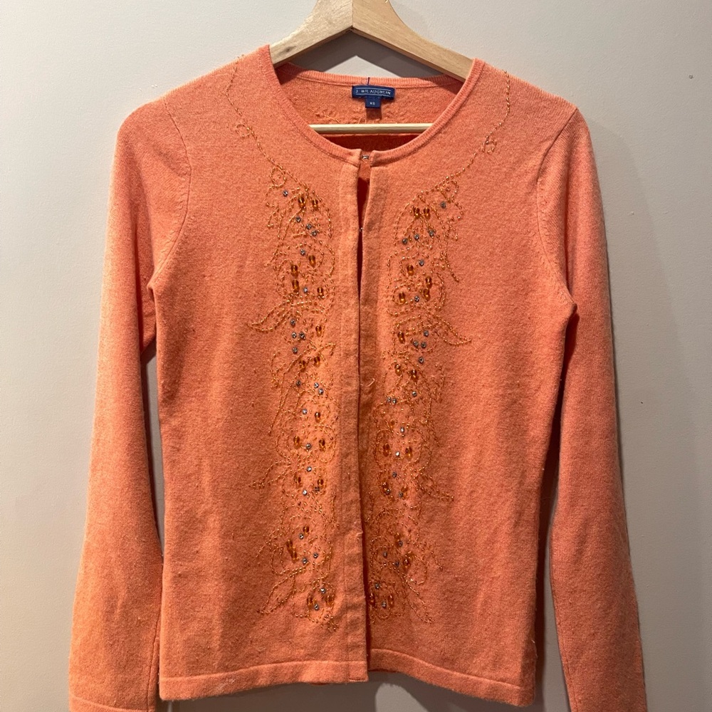 Embroidered J. McLaughlin Orange Cardigan Sweater